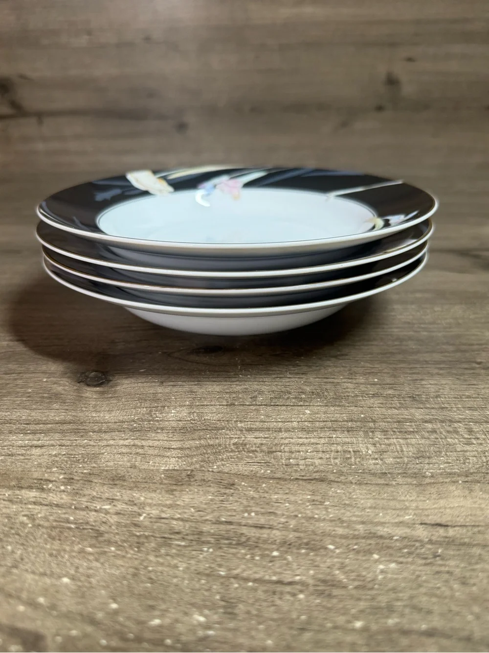 Mikasa Charisma Black L9050 Fine China Cereal Soup Bowl Set of 4